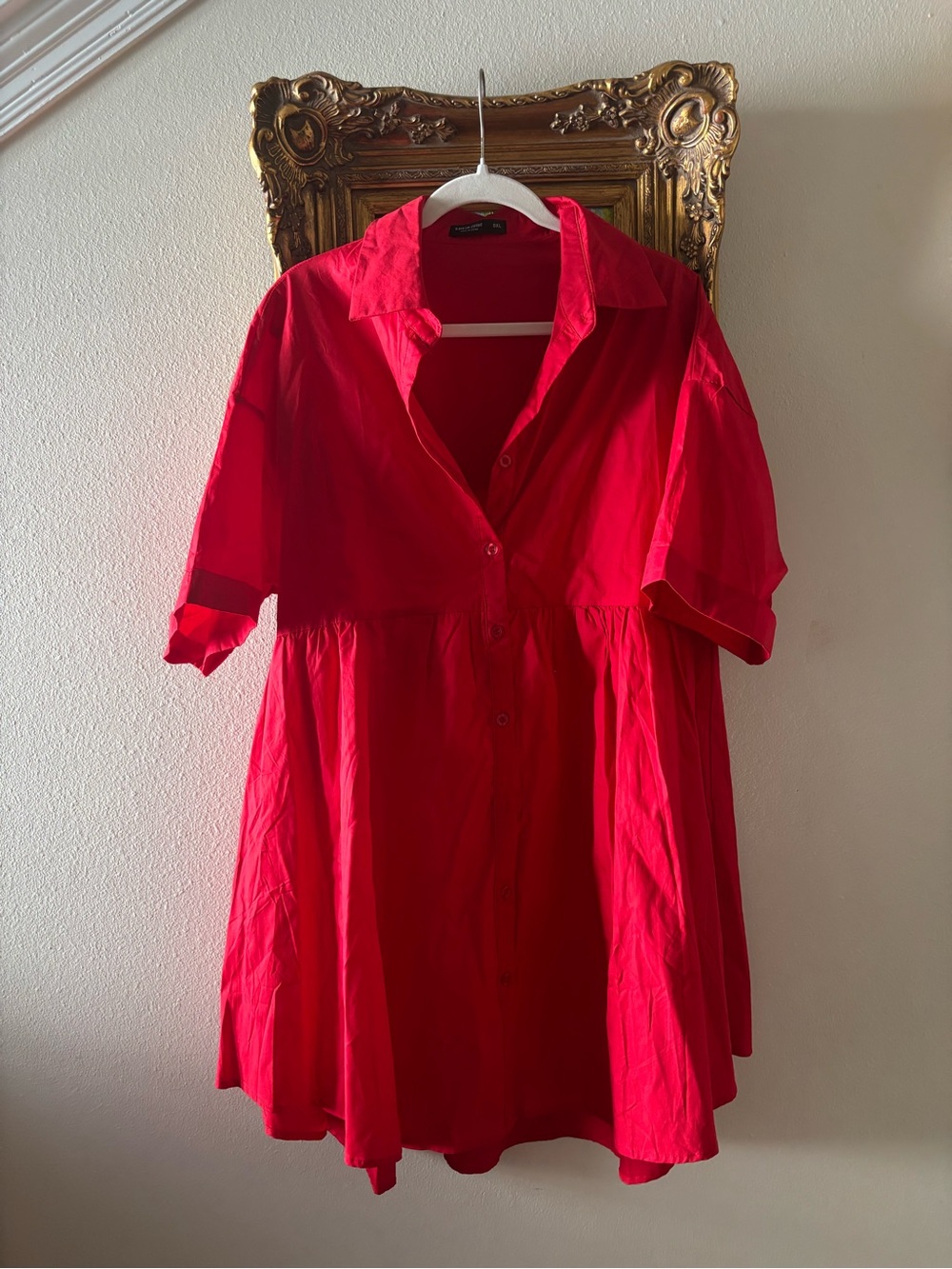 SHEIN Curve Red Dress Tunic or Dress Button-Front Style